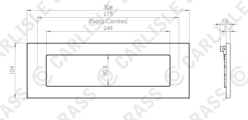 Diagram of 305mm x 102mm letter plate