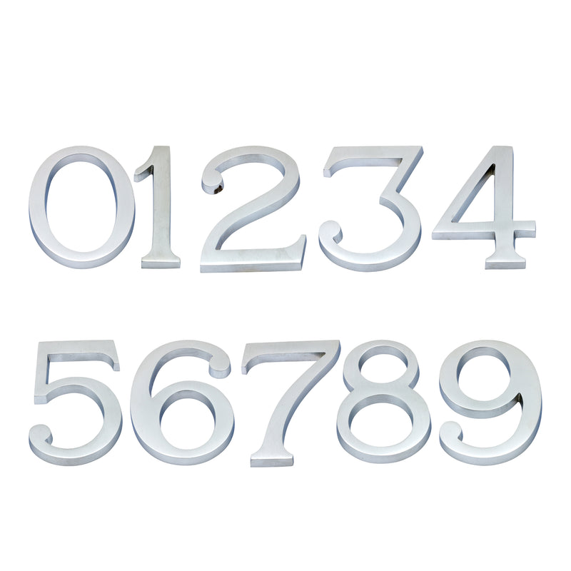 Large Bold Style Pin Fix Front Door Numbers - 102mm Height High - Satin Chrome