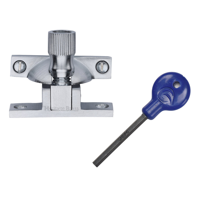 Narrow Pattern Locking Brighton Style Sash Window Fastener - Satin Chrome