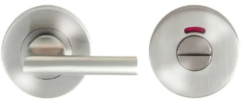 Accessible bathroom turn & release with indicator - satin stainless steel