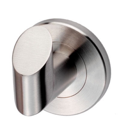 Angled Face Robe Hook - Concealed Fix Roses - 52mm Diameter - Satin Stainless Steel