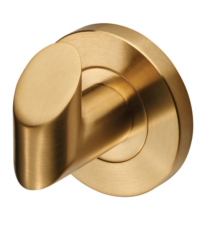 Angled Face Robe Hook - Concealed Fix Roses - 52mm Diameter - Stainless Brass