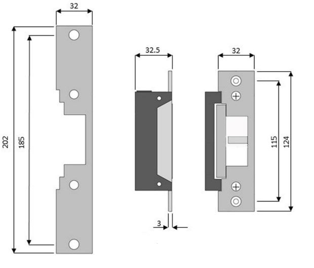 ANSI Pattern Electronic Release - FD30 / FD60 Fire Rated - Diagram