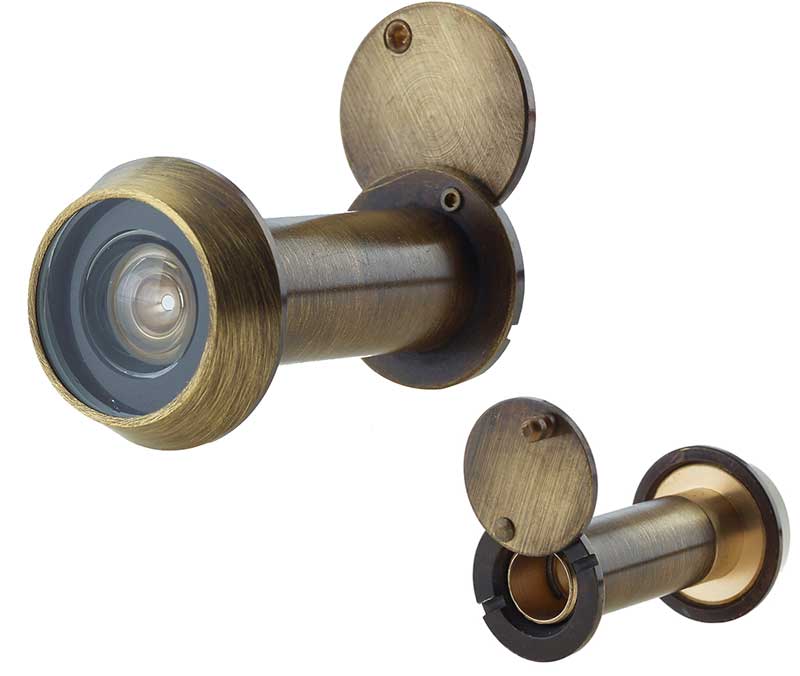 60 Minute Fire Rated Door Viewer - Spy Hole For Front Doors 35mm - 55mm Thick - Antique Brass