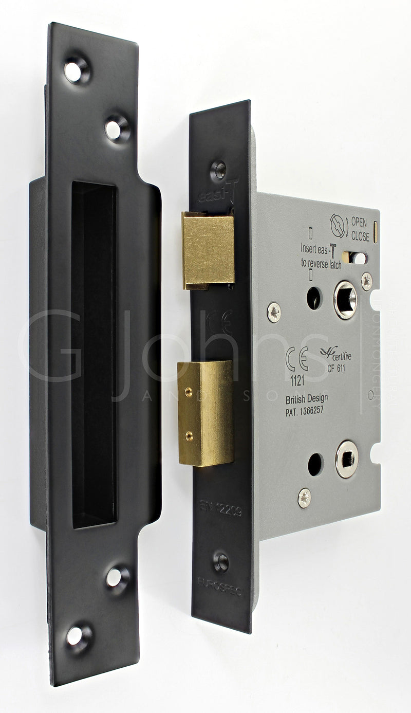 Architectural Quality Bathroom Mortice Lock - CE Marked - Fire Rated - Certifire Aprroved - Matt Black