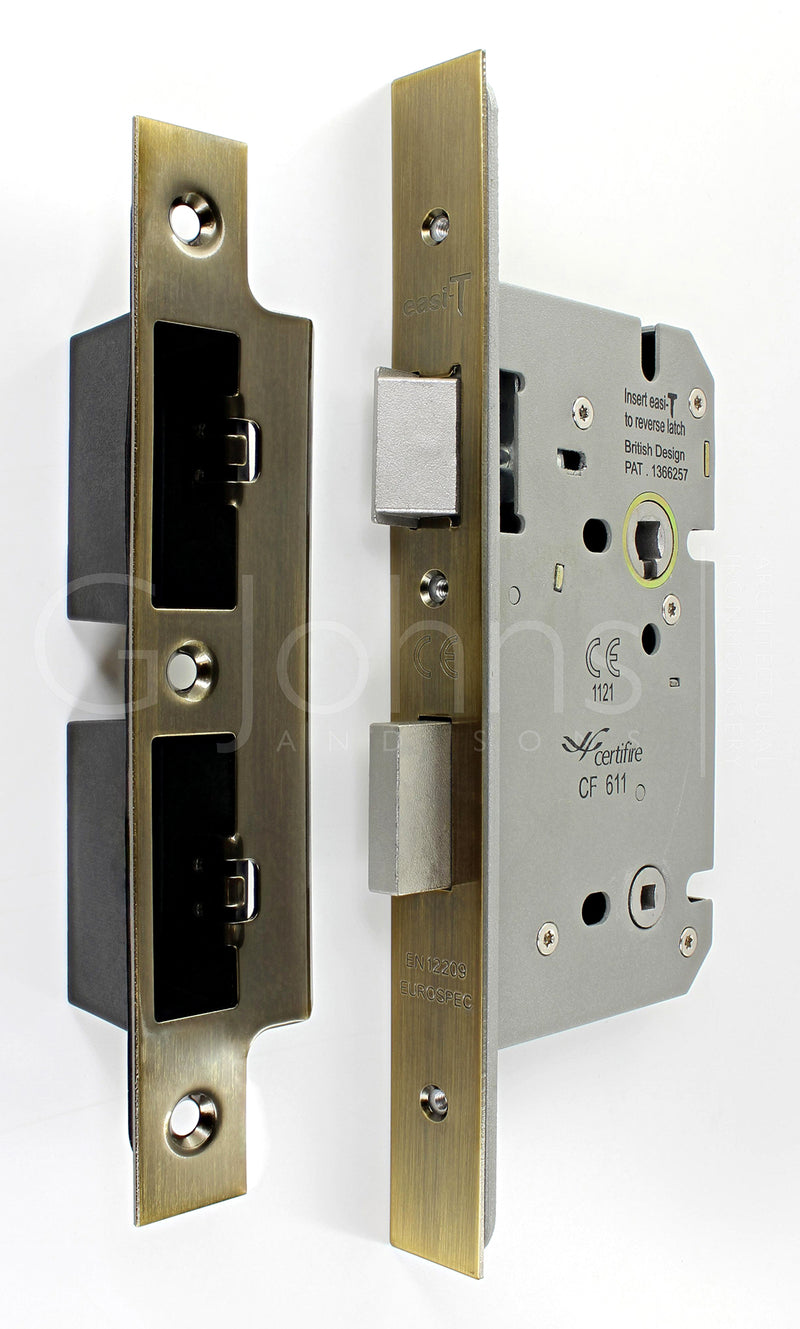 Architectural Quality DIN Style Bathroom Mortice Lock - CE Marked - Fire Rated - Certifire Aprroved - Antique Brass