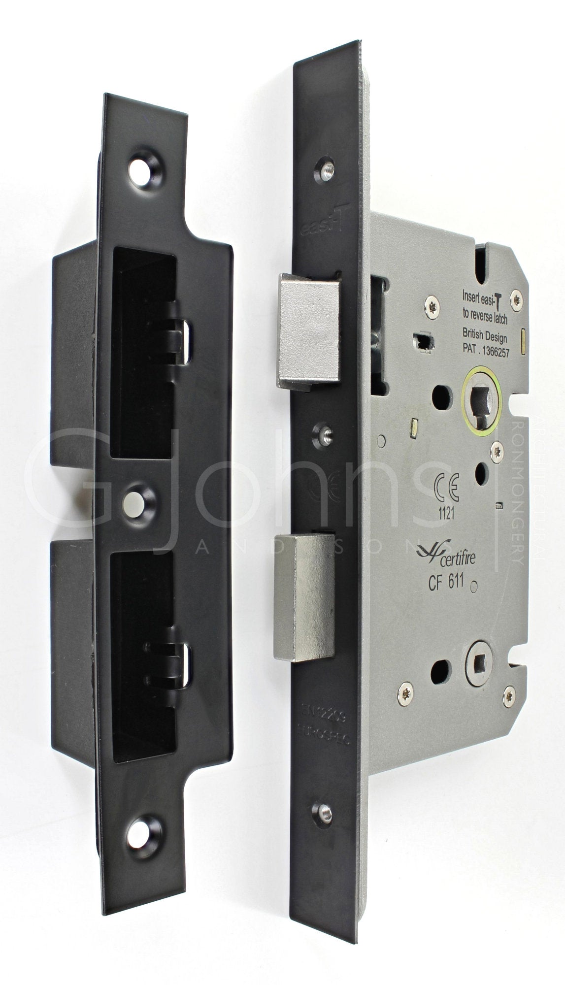 Architectural Quality DIN Style Bathroom Mortice Lock - CE Marked - Fire Rated - Certifire Aprroved - Matt Black
