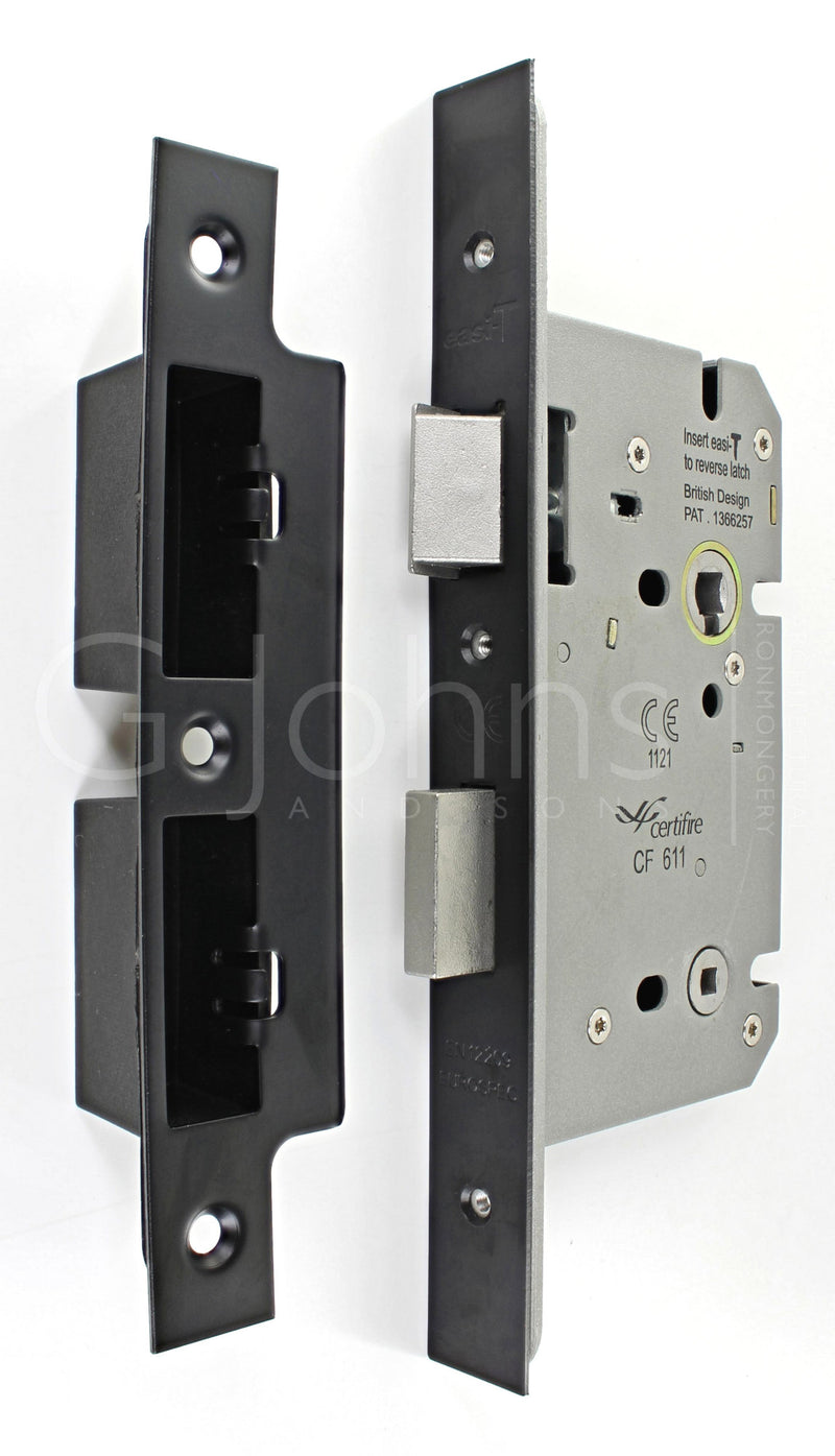 Architectural Quality DIN Style Bathroom Mortice Lock - CE Marked - Fire Rated - Certifire Aprroved - Matt Black
