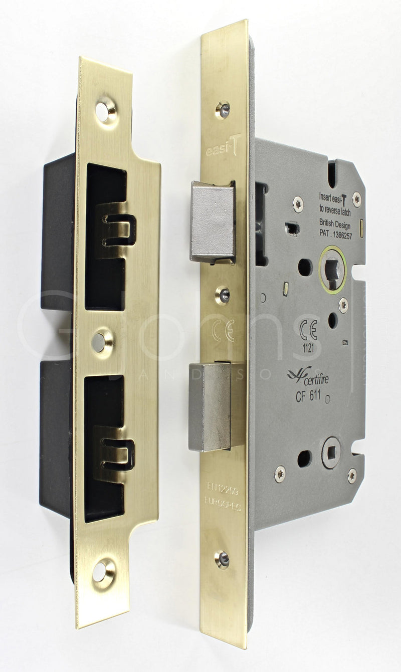Architectural Quality DIN Style Bathroom Mortice Lock - CE Marked - Fire Rated - Certifire Aprroved - Satin Brass