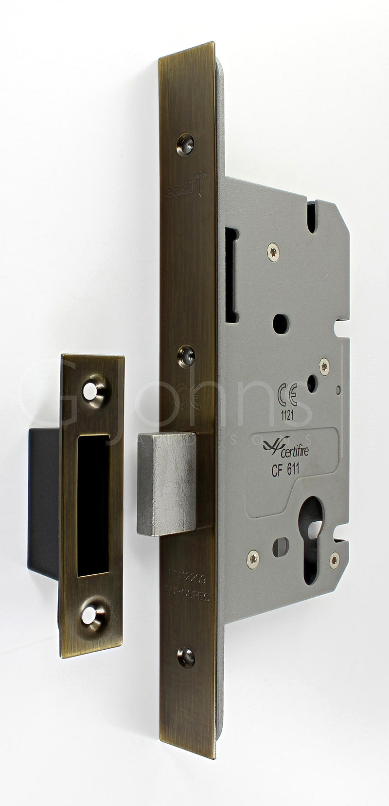 Architectural Quality DIN Style Euro Profile Mortice Deadlock - CE Marked - Fire Rated - Certifire Aprroved - Antique Brass