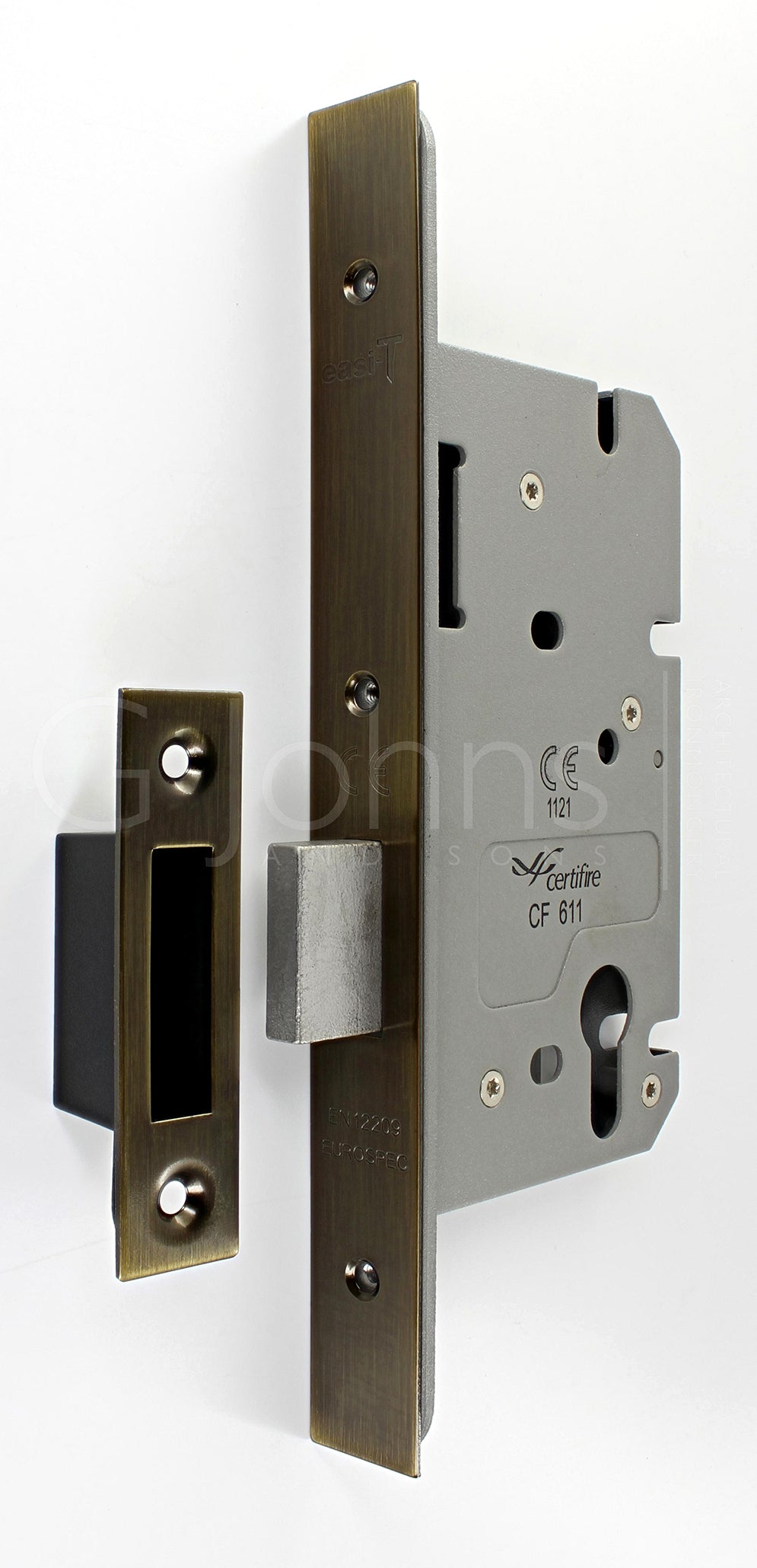 Architectural Quality DIN Style Euro Profile Mortice Deadlock - CE Marked - Fire Rated - Certifire Aprroved - Antique Brass