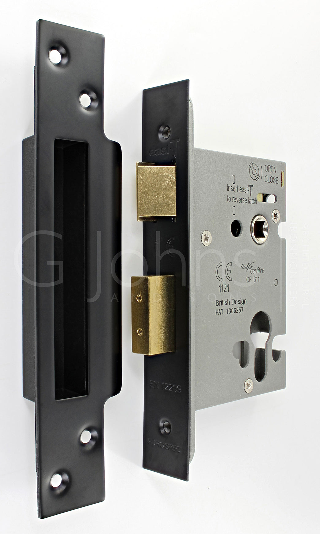 Architectural Quality Euro Profile Sash Lock Case - CE Marked - Fire Rated - Certifire Aprroved - Matt Black
