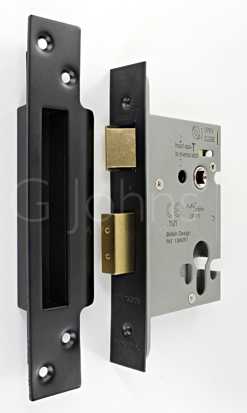 Architectural Quality Euro Profile Sash Lock Case - CE Marked - Fire Rated - Certifire Aprroved - Matt Black