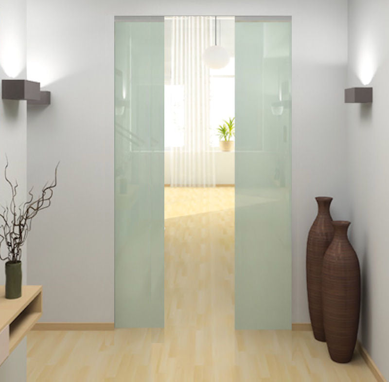 Architrave Free Adjustable Sliding Pocket Double Door Kit For Glass - To Suit Doors 626mm - 1300mm Wide And Up To 2700mm High