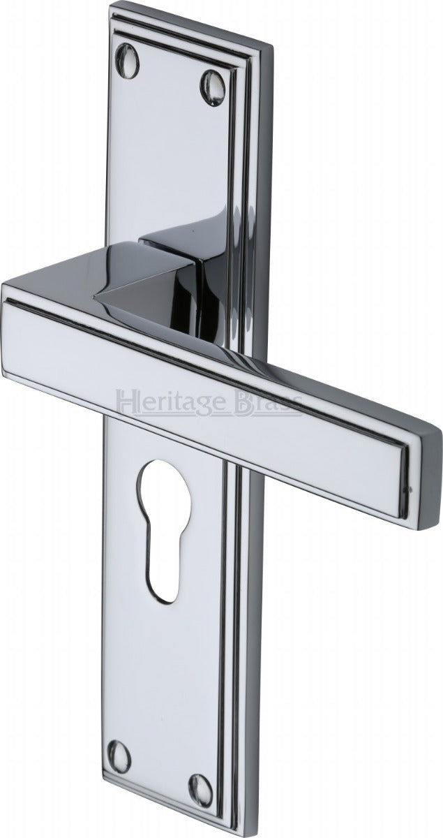 Atlantis Lever Door Handles On A Backplate - Polished Chrome