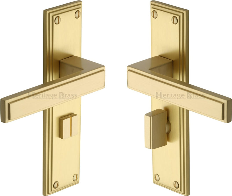 Atlantis Lever Door Handles On A Backplate - Satin Brass