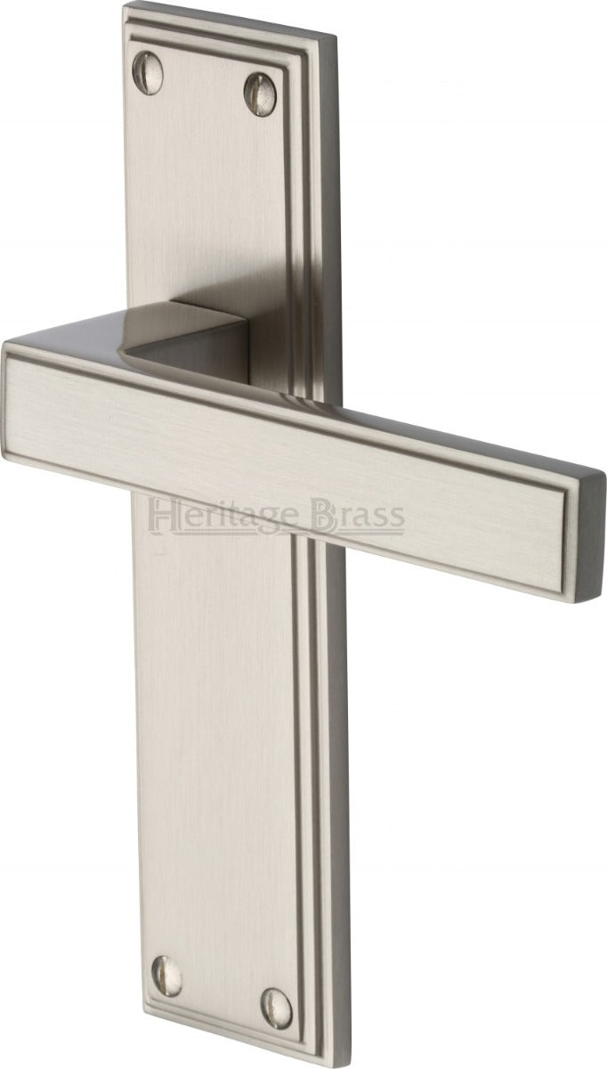 Atlantis Lever Door Handles On A Backplate - Satin Nickel