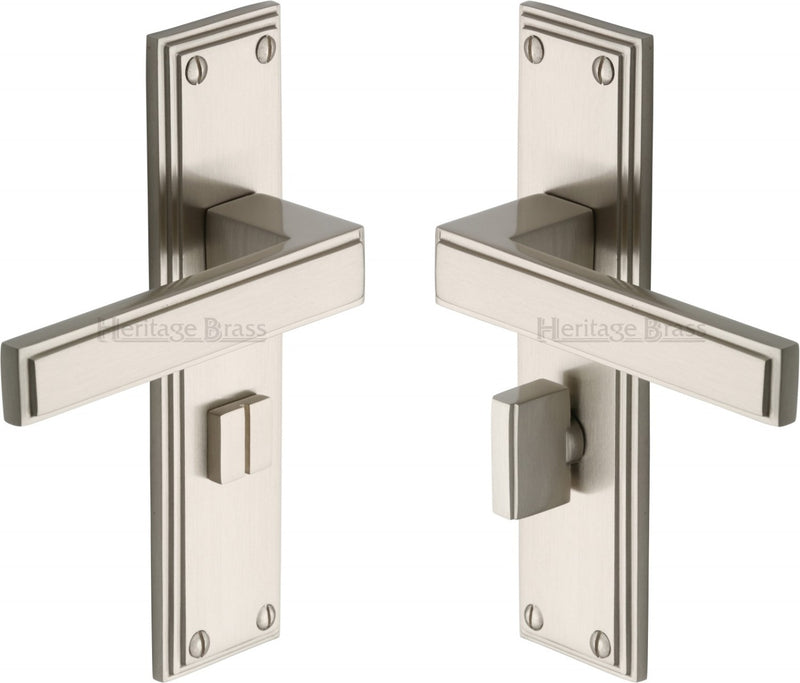 Atlantis Lever Door Handles On A Backplate - Satin Nickel