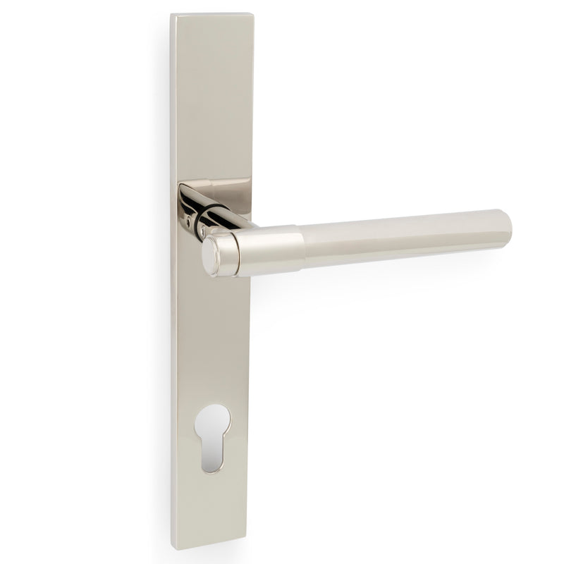 Kingston Plain Lever Multi Point Door Lever Handles - 92mm Euro Centres - 212mm Bolt Centres - 244mm x 36mm Back Plate - Polished Nickel