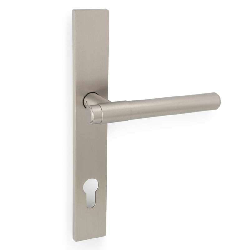 Kingston Plain Lever Multi Point Door Lever Handles - 92mm Euro Centres - 212mm Bolt Centres - 244mm x 36mm Back Plate - Satin Nickel