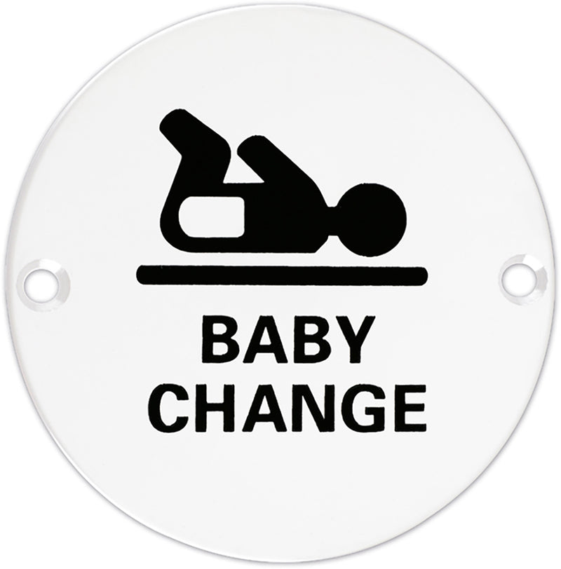 Baby Change Symbol - Circular Screw Fix Sign - Matt White