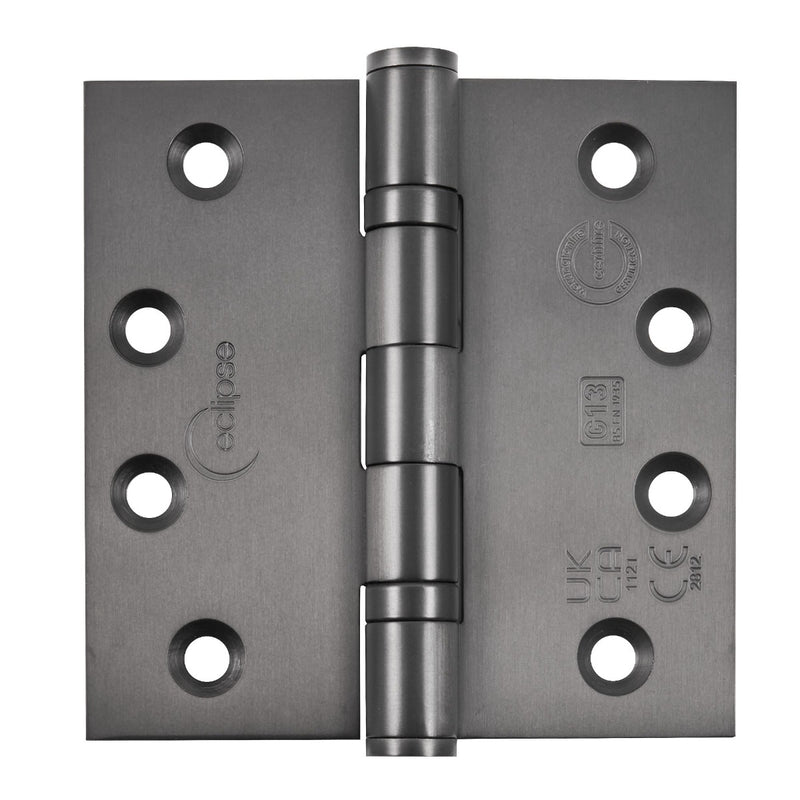 Ball Bearing Broad Butt Projection Hinges - Grade 13 - Fire Rated - CE / UKCA Marked - Certifire Approved - 120kg Weight Limit - 102mm x 102mm - Dark Bronze (Lacquered)