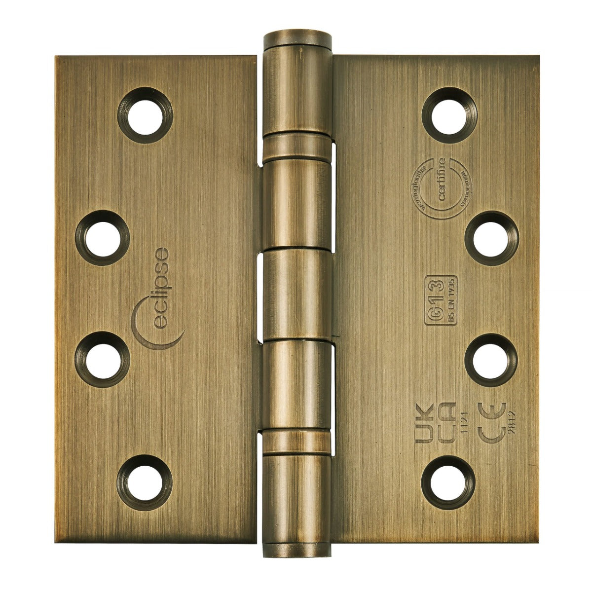 Ball Bearing Broad Butt Projection Hinges - Grade 13 - Fire Rated - CE / UKCA Marked - Certifire Approved - 120kg Weight Limit - 102mm x 102mm - Matt Antique Brass (Lacquered)
