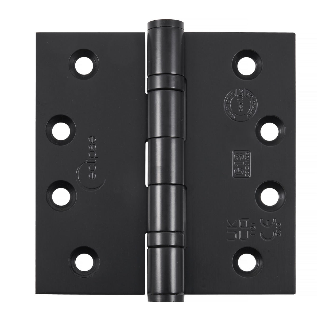 Ball Bearing Broad Butt Projection Hinges - Grade 13 - Fire Rated - CE / UKCA Marked - Certifire Approved - 120kg Weight Limit - 102mm x 102mm - Matt Black Powder Coat