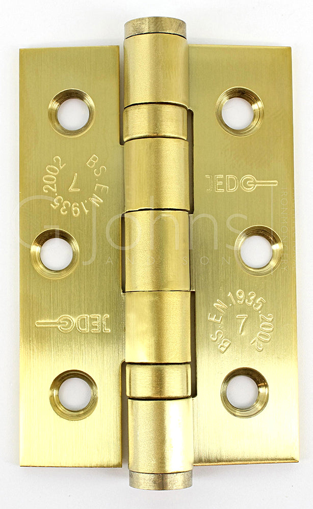 Ball Bearing Hinges - 76mm x 50mm x 2mm - Satin Brass