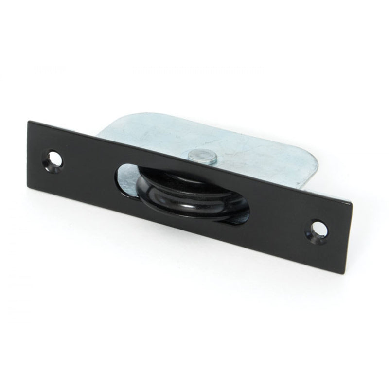 Ball Bearing Pulleys - Square Forend - For Sliding Sash Windows With Solid Brass And Black Powder Coated Wheel - Black