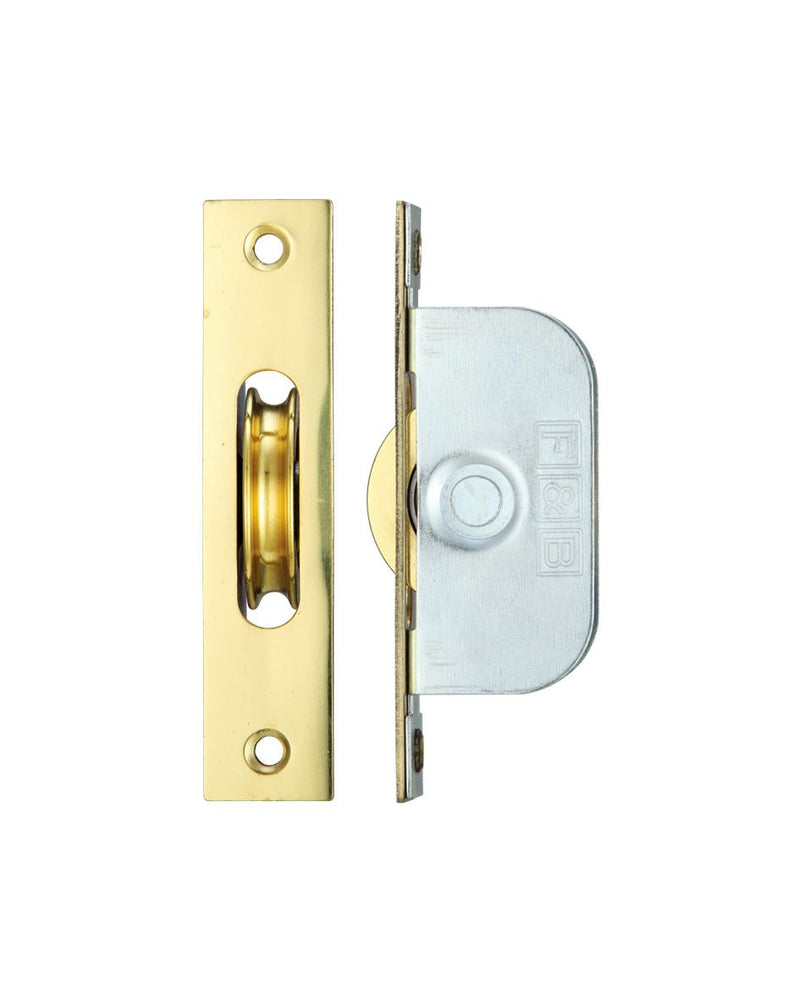 Ball Bearing Pulleys - Square Forend - For Sliding Sash Windows With Solid Brass Wheel - Polished Brass