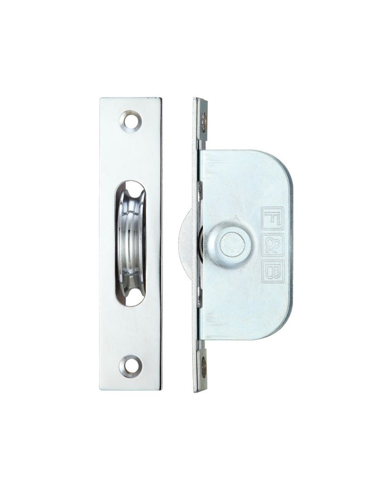 Ball Bearing Pulleys - Square Forend - For Sliding Sash Windows With Solid Brass Wheel - Polished Chrome
