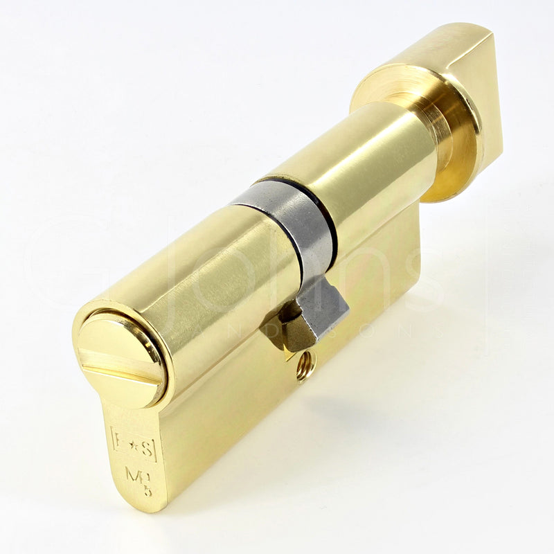 Euro Profile Bathroom Cylinder - Turn / Coin Release - 70mm - Polished Brass