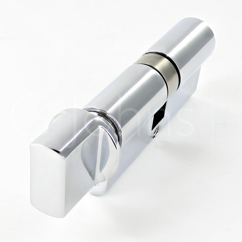 Bathroom Cylinder - Euro Profile Cylinders - 70mm - Polished Chrome Back