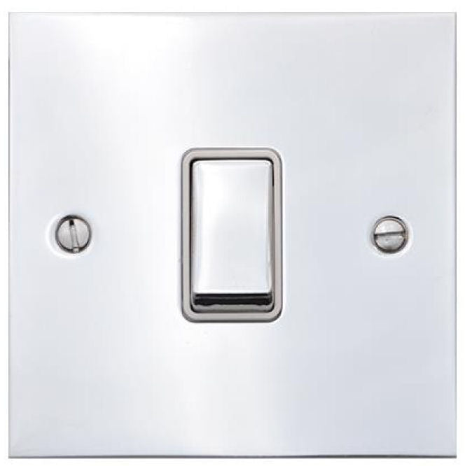 Bauhaus Light Switch & Socket Range - Flat Plate Design With Squared Edges - Polished Chrome