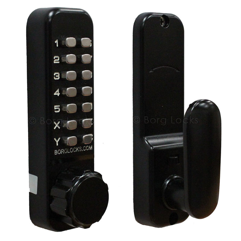 External Marine Grade Mechanical Push Button Digital Lock With Latch And Hold Back Function - Black