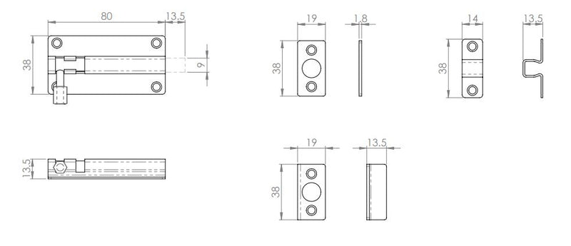 Surface Mounted Bolt - For Inward Or Outward Opening Doors - Satin Stainless Steel