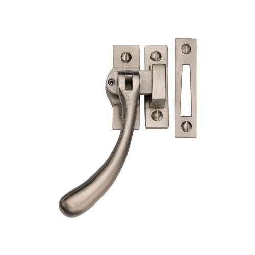 Bulb End Pear Drop Design Mortice & Hook Plate Casement Fastener - Locking - Overall Height 128mm - Satin Nickel