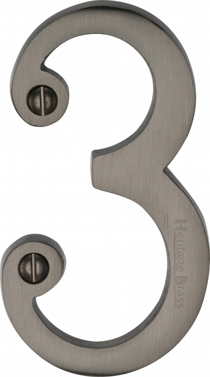 76mm High Screw Fix House Numbers - 0 - 9 - Matt Bronze