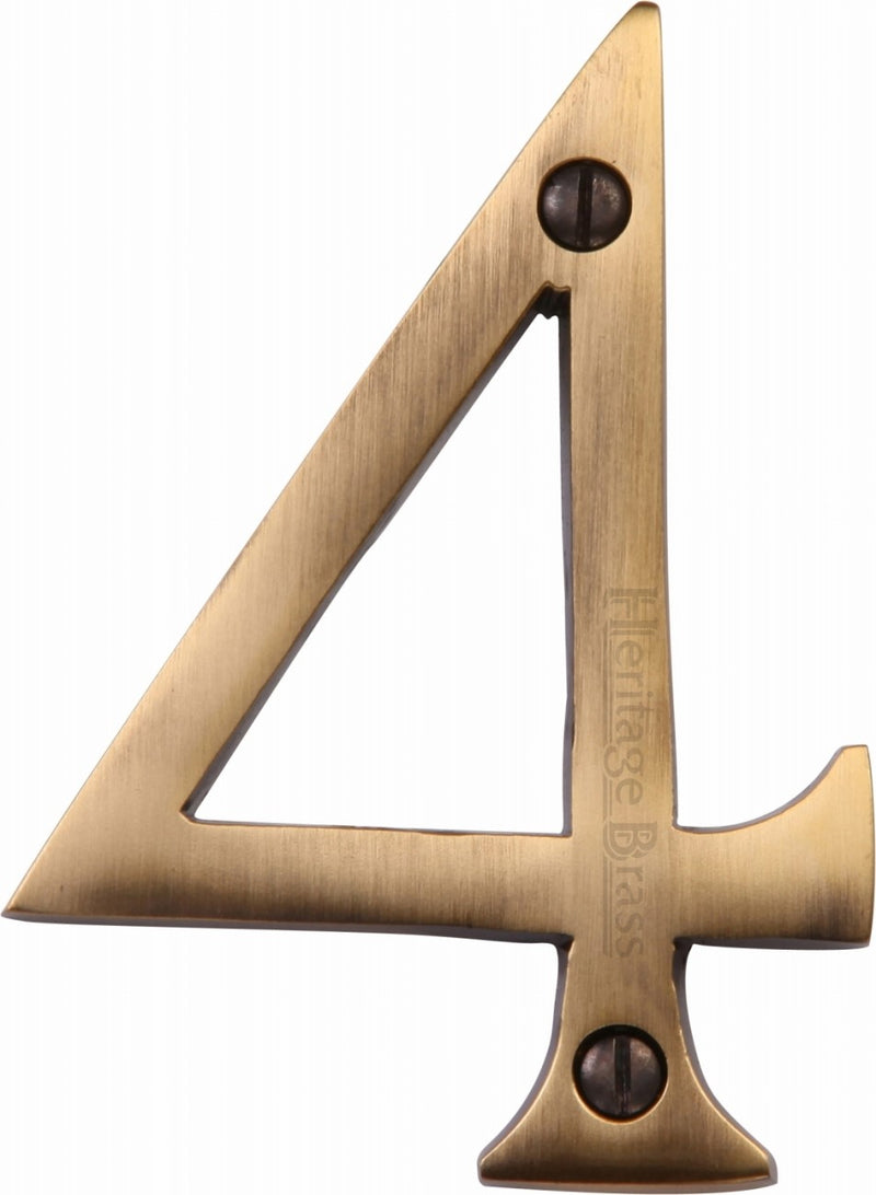 76mm High Screw Fix House Numbers - 0 - 9 - Antique Brass