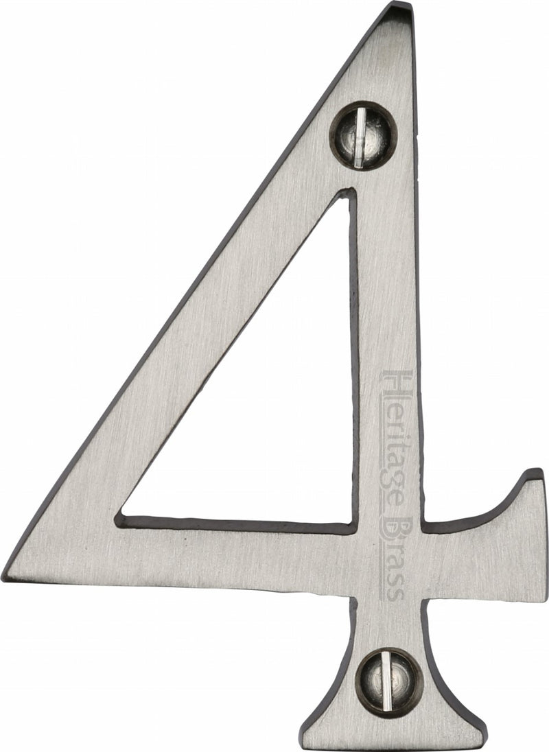 76mm High Screw Fix House Numbers - 0 - 9 - Satin Nickel