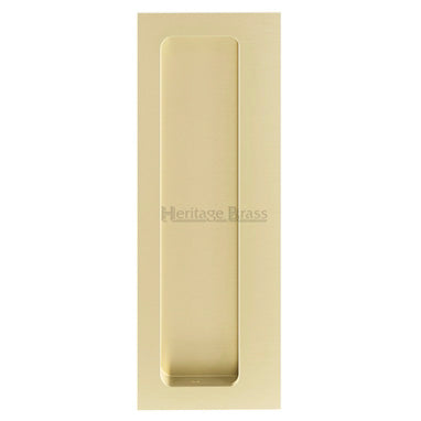 Flush Pull Handle With Grip Section For Hinged Swing Doors 160mm x 63mm - Satin Brass (Lacquered)