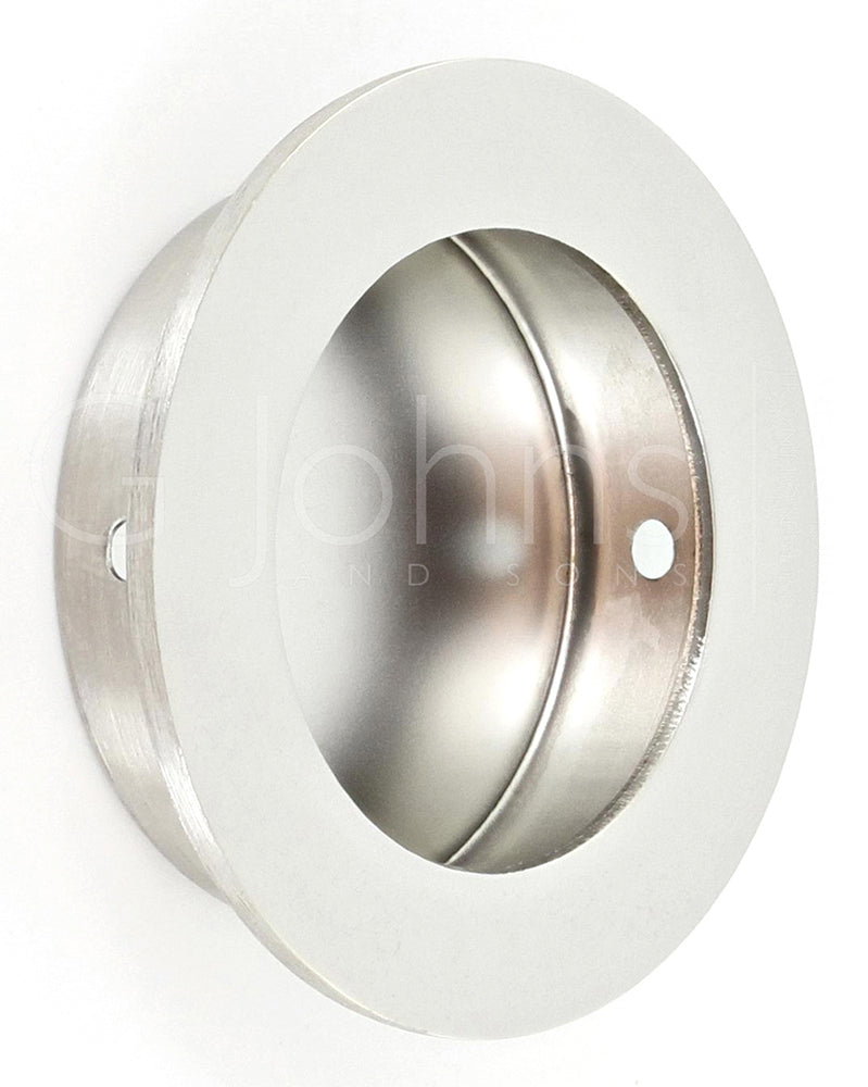 Circular Flush Pull Handle - Available In Two Sizes - Polished Stainless Steel