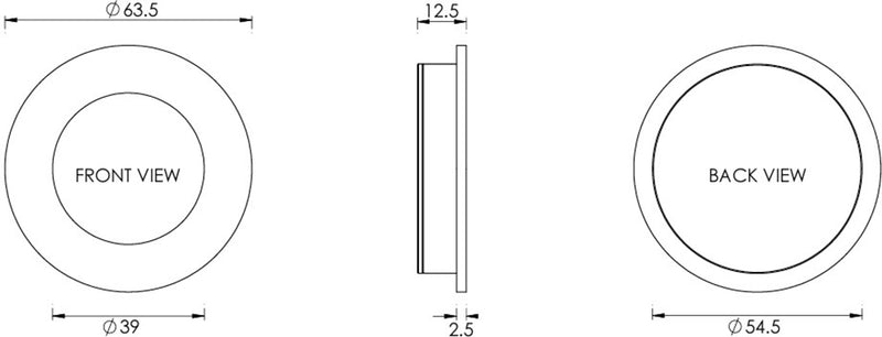 Circular Flush Pull Handle For Sliding Pocket Doors - 63mm Diameter - Diagram