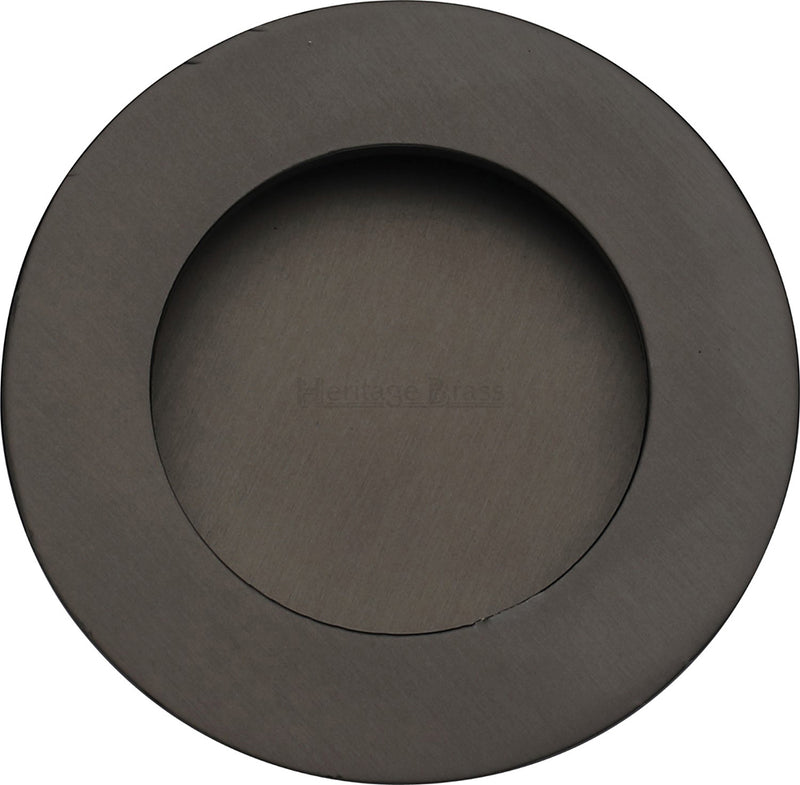 Circular Flush Pull Handle For Sliding Pocket Doors - 63mm Diameter - Matt Bronze