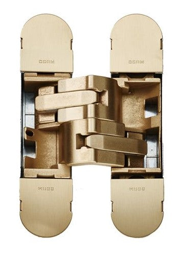 Concealed Adjustable Hinge For Invisible Doors - 130mm x 30mm - Satin Brass Plated