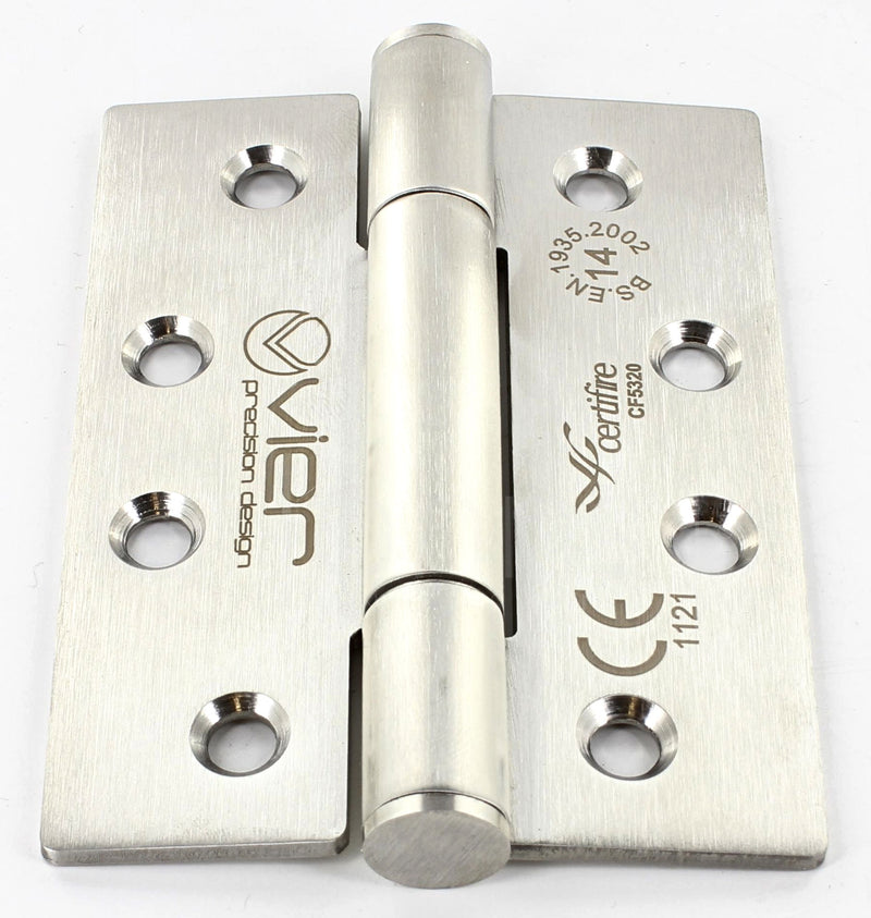 Concealed Polymer Bearing - Self Lubricating Grade 14 Hinges - CE Marked - Fired Rated - Certifire Approved - 102mm x 76mm - Satin Stainless Steel