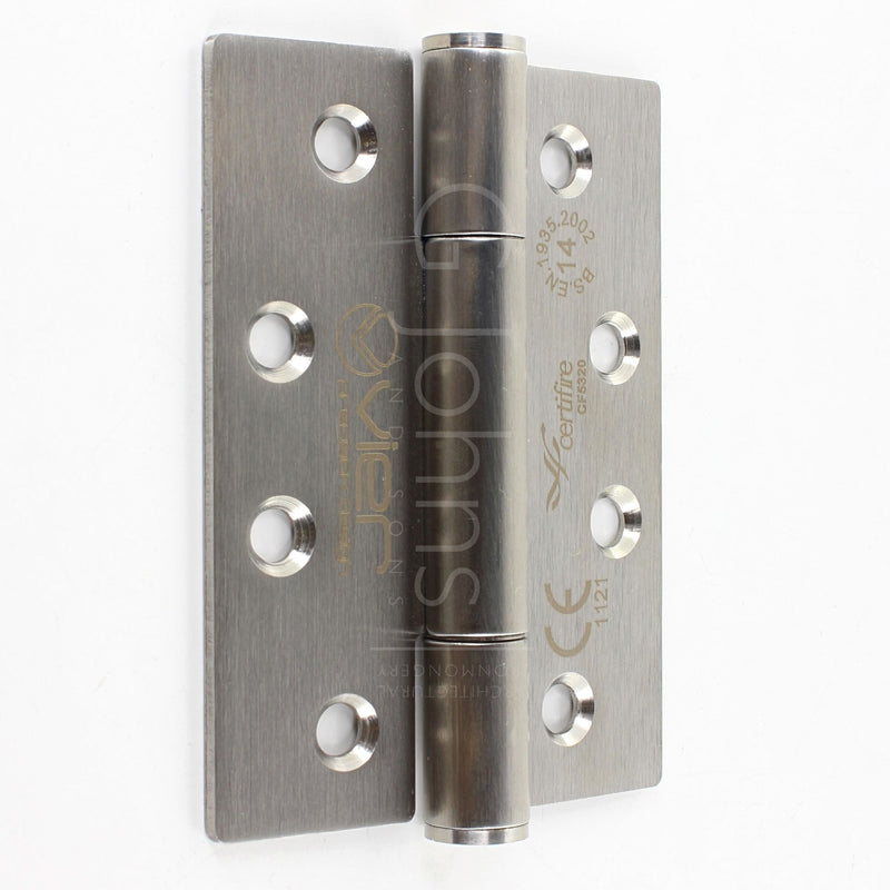 Concealed Polymer Bearing - Self Lubricating Grade 14 Hinges - CE Marked - Fired Rated - Certifire Approved - 102mm x 76mm - Satin Stainless Steel