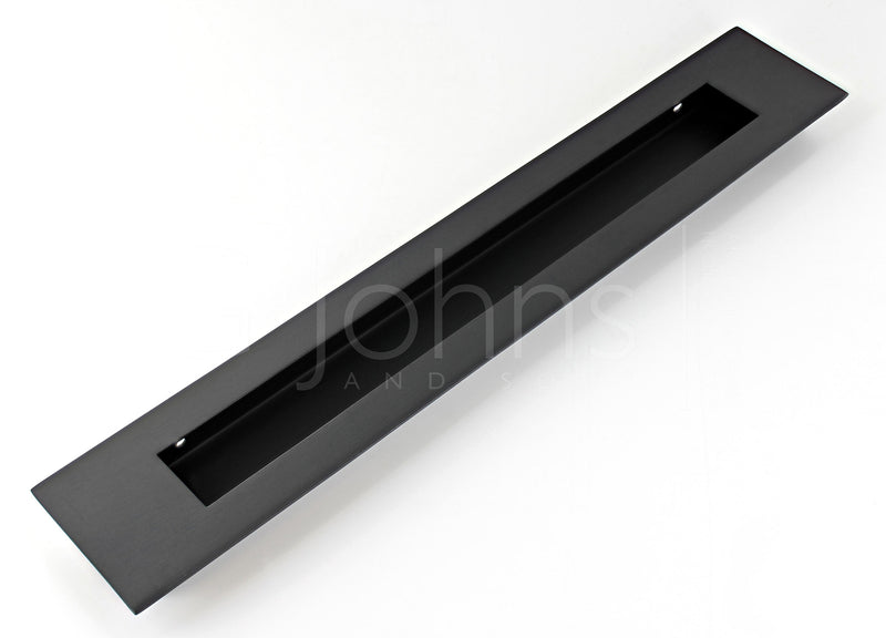 Large Rectangular Design Flush Pull Handle For Sliding Doors - 320mm Long x 55mm Wide - Matt Black