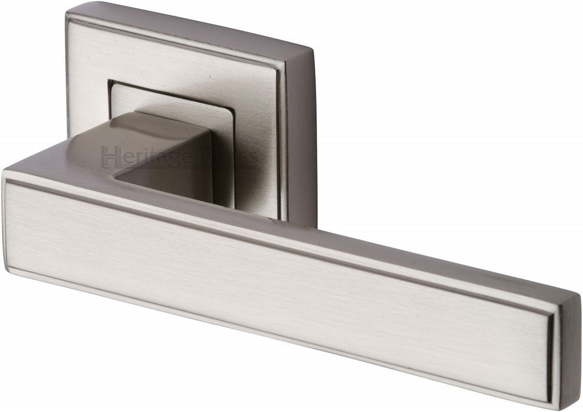 Linear - Square Rose Lever Handles Only - Satin Nickel
